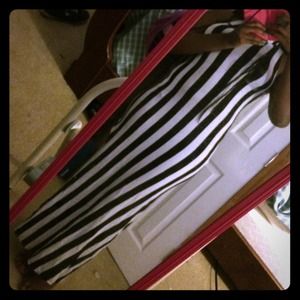 Striped Maxi Dress w/ Right Leg Slit