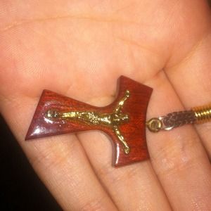 Brown cross necklace