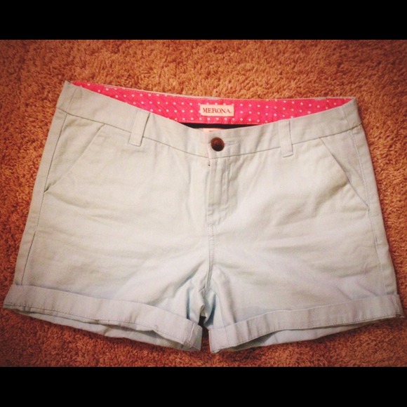 Merona baby blue twill cuffed shorts