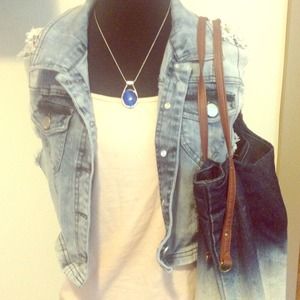 Denim button up vest