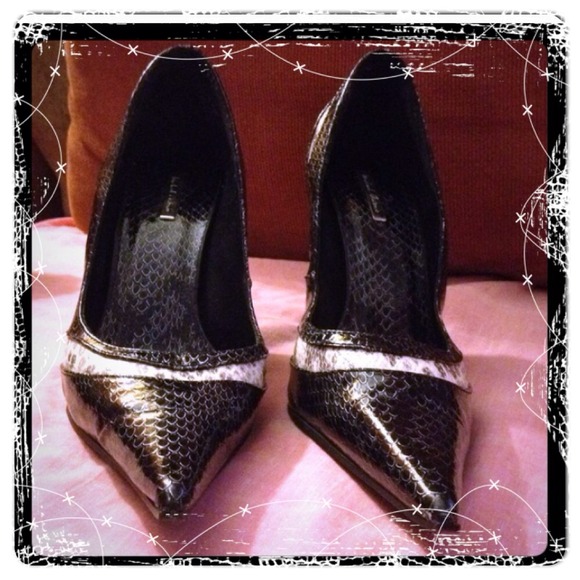 Black python styled heels!