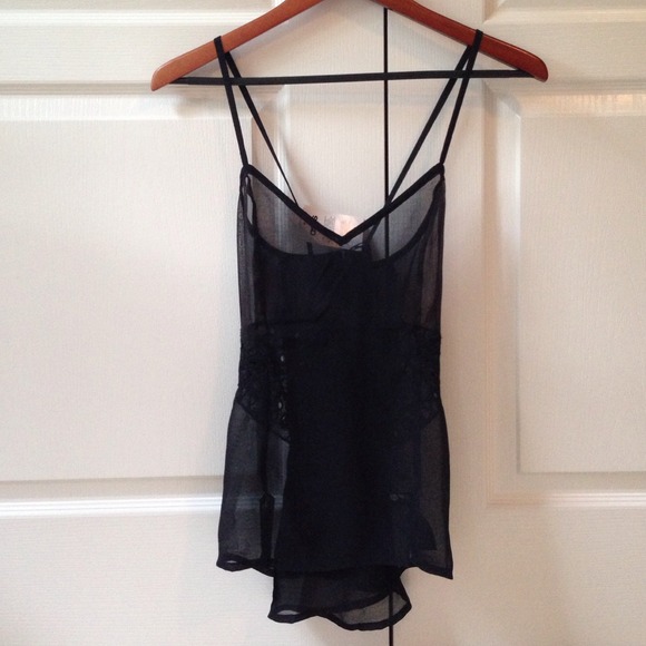 NWT Black lace and mesh ASOS overlay tank top