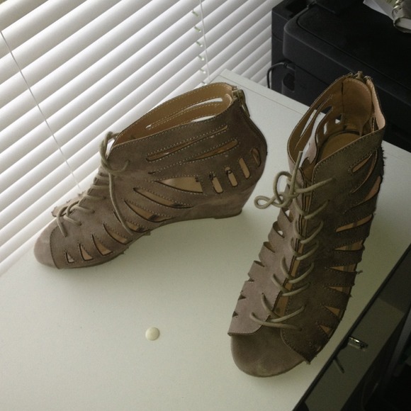 Charlotte Russe faux suede lace up wedge sandals