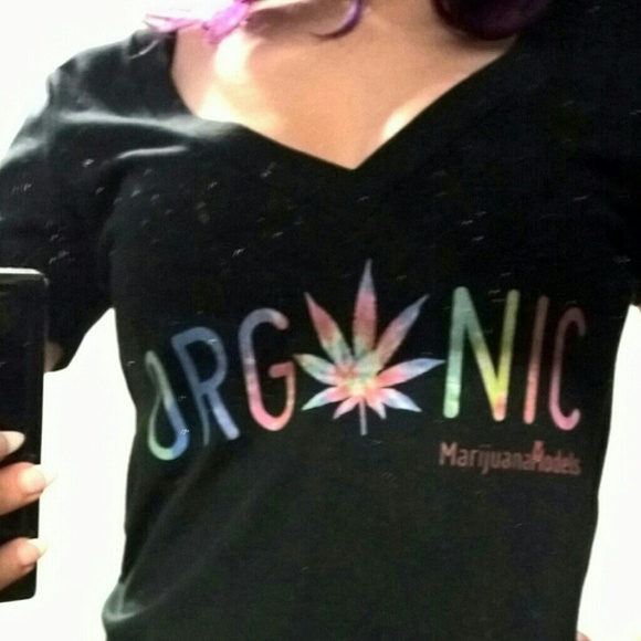 Marijuana Models Organic Deep V-Neck