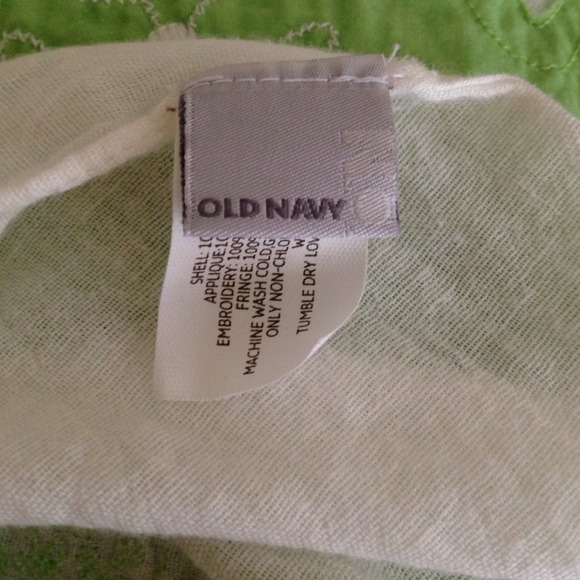 Cream Scarf with Lime Green Flowers - Picture 4 of 4