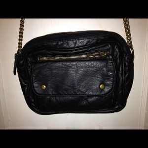 Black and gold cross-body purse