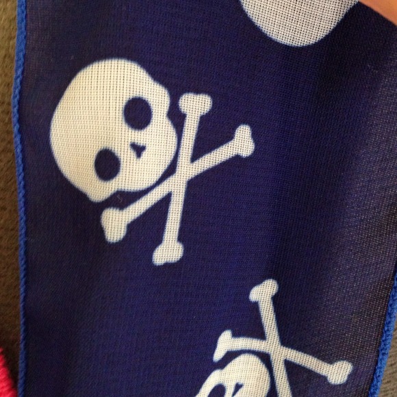 NWOT Royal Blue Scarf w/White Skull and Crossbones - Picture 2 of 2