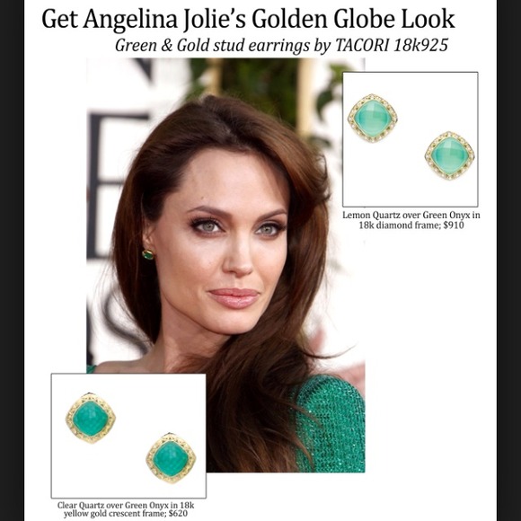 Tacori Green Onyx 18k Gold Crescent Frame Earrings