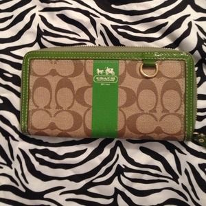 COACH Green zip around wallet.