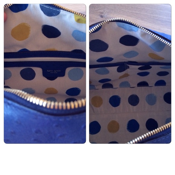 SOLD: Kate Spade cobalt blue ostrich embossed bag - Picture 2 of 4