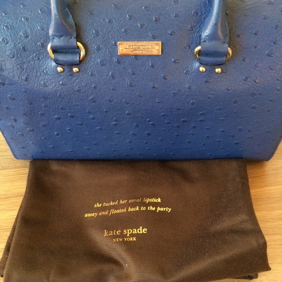 SOLD: Kate Spade cobalt blue ostrich embossed bag - Picture 3 of 4