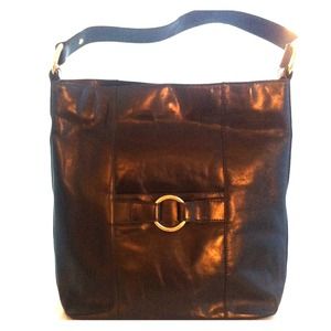 Large indigo leather shoulder bag PRICE DROP!