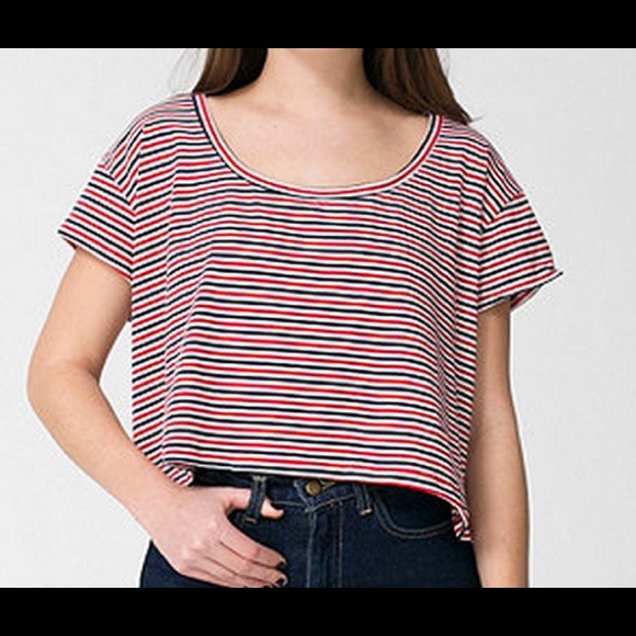 American apparel striped loose crop tee!