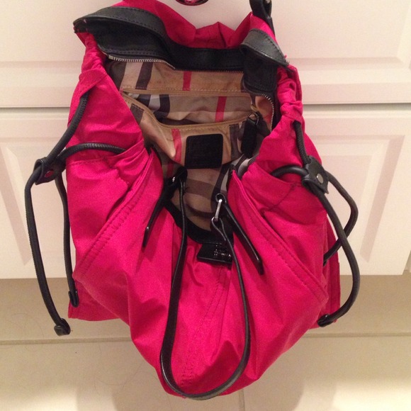 Fire truck red Burberry nylon tote!
