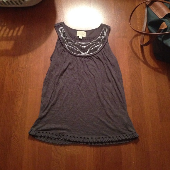 Anthropologie beaded ruffle tank
