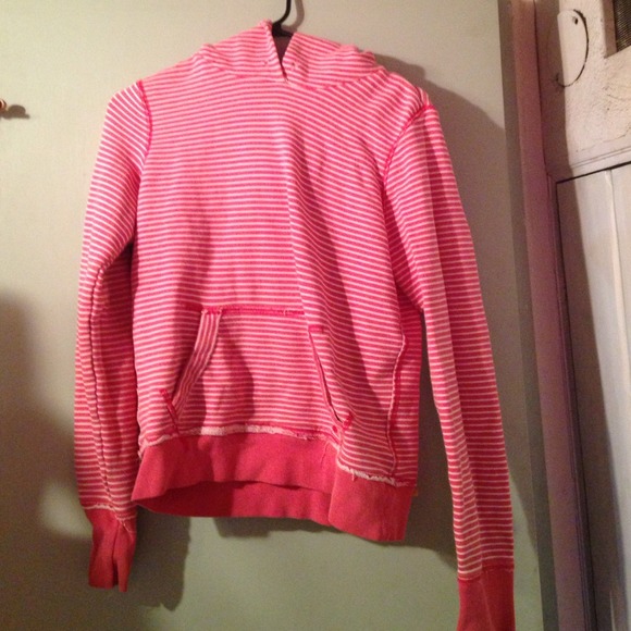 Pink and White Striped Hoodie