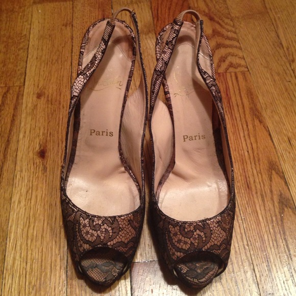 Authentic Christian Louboutin lace slingbacks