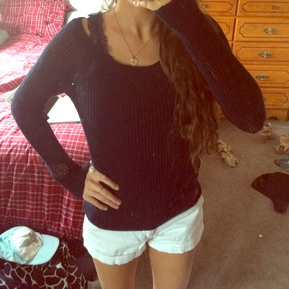 🚫SOLD🚫Hollister crochet navy sweater