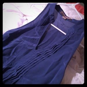 Blue silk sleeveless top