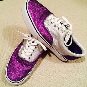 Sparkly purple and silver vans!