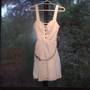 New short crochet button front white dress