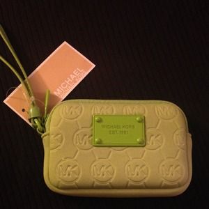 Michael Kors lime green wristlet