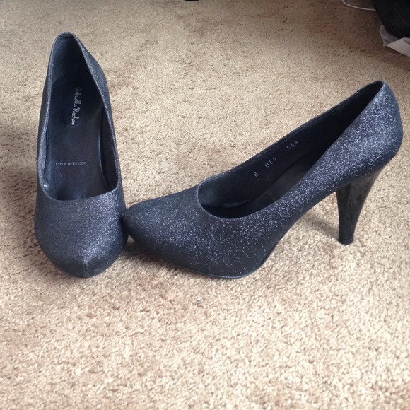 Black glitter high heels