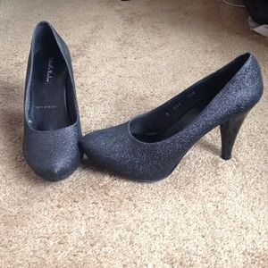 Black glitter high heels