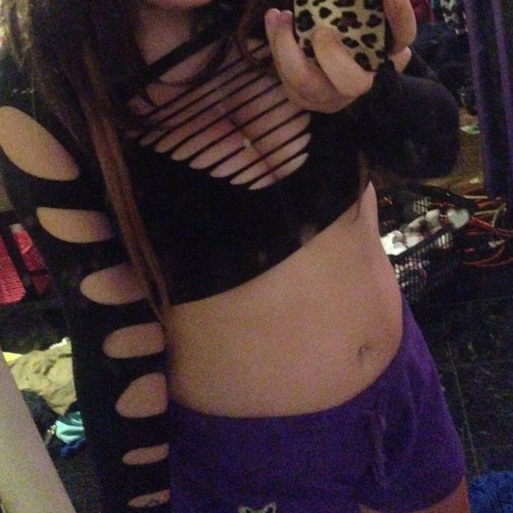 Lacey black long sleeve shirt.