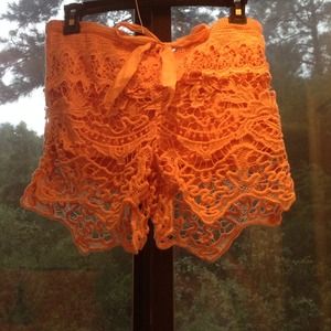 Brand new coral lace shorts