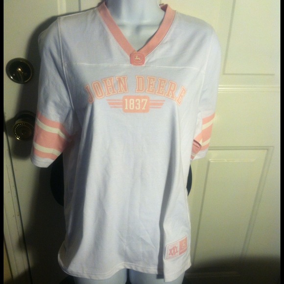 Pink & White John Deere top. NWOT