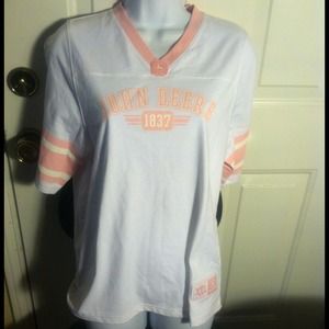 Pink & White John Deere top. NWOT