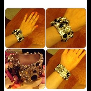 Cuff onyx and crystal Rita Tesolin