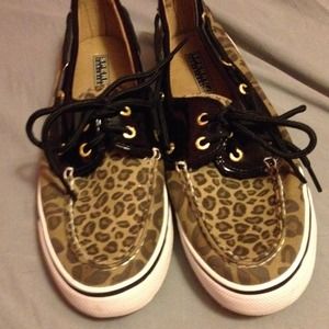 Gently used cheetah print sperrys size 8