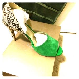 Multi color Sandal Tribal Print Green peep toe