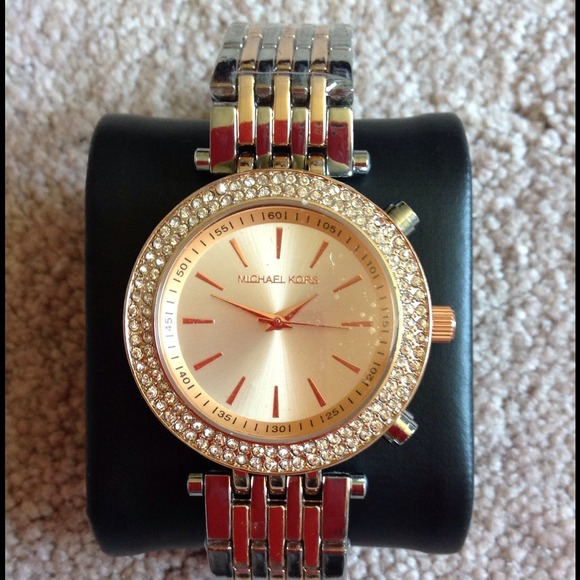 Two toned rose gold and silver michael kors watch