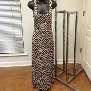 Black and nude chevron maxi