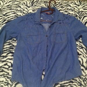 shirt with ties in the front, lace backed