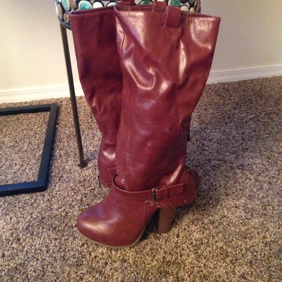 Brown leather boots