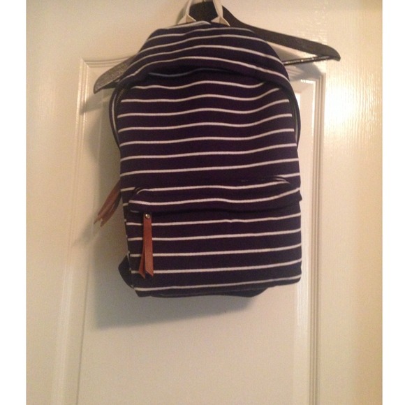 BNWT BM navy & white striped backpack