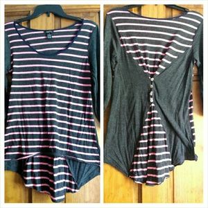 3/4 sleeve striped tunic