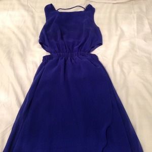 Royal Blue Chiffon Hi-low Dress with Cutouts