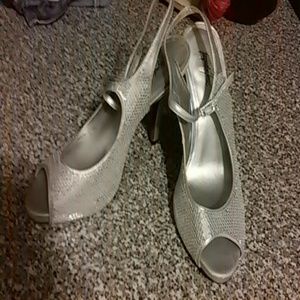 Open toed sequin heels
