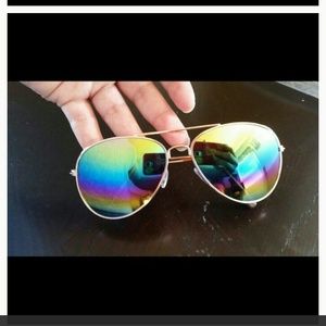 1 purple 1 multy color aviator mirror sunglasses
