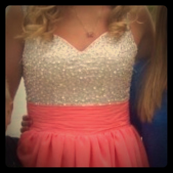 Pink and sparkly short homecoming dress!