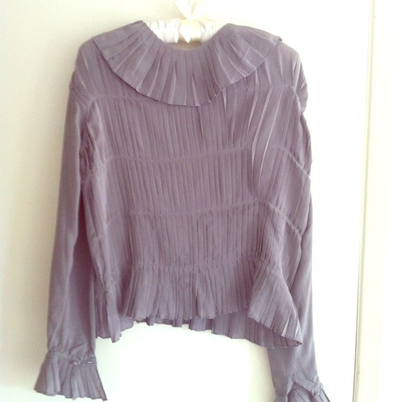 100% silk pleated secretary blouse