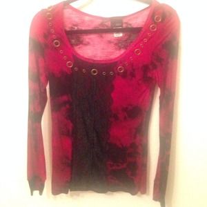 Day trip red & black long sleeve top