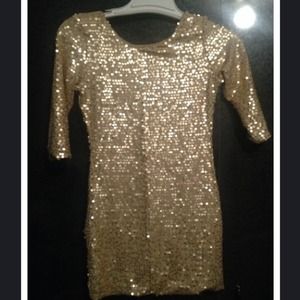 Gold sequin mini dress