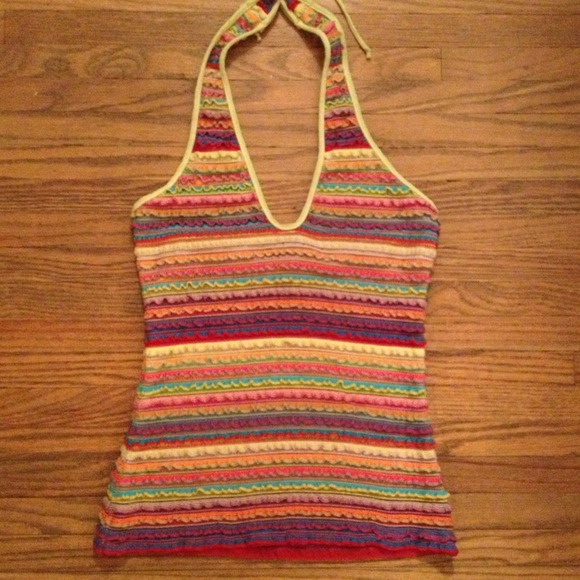 ❌SOLD❌NWOT fun neon striped halter tank