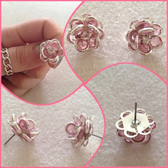 ❤️ SOLD IN BUNDLE ❤️Pink rhinestone earrings - Picture 1 of 4